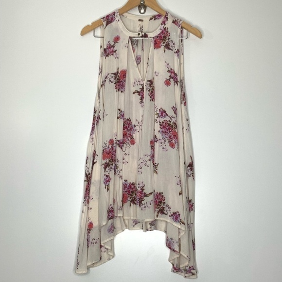 FREE People Floral Mini Dress in Beige. Size Small. - Picture 2 of 4